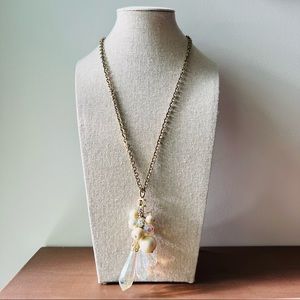 Ann Taylor Beaded, Crystal, tassel Necklace